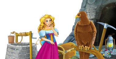 Kartallı çizgi film sahnesi, madene bir kartalla giriş.