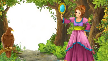 Ormanda çayırlı kuş kartallı bir yaz sahnesi.