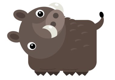 Beyaz arkaplanda neşeli yaban domuzu olan çizgi film sahnesi