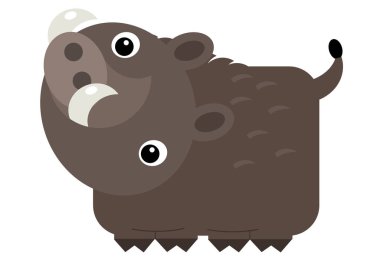 Beyaz arkaplanda neşeli yaban domuzu olan çizgi film sahnesi