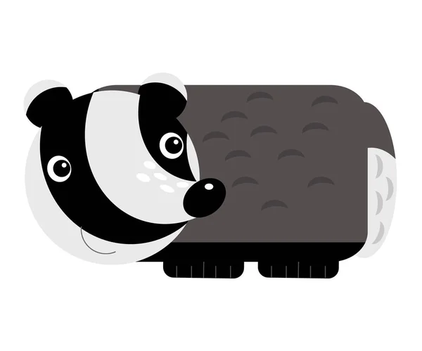 Cartoon scene with cheerful badger on the white background illus — Stok fotoğraf
