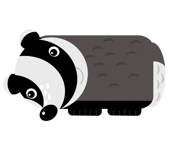 Cartoon scene with cheerful badger on the white background illus — Stock Photo, Image