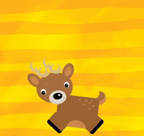 Kreskówka scena z gospodarstwo zwierzę jeleń na żółte paski ilustracja — Zdjęcie stockowe