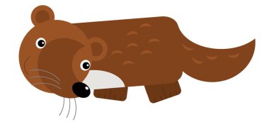 cartoon scene with cheerful marten on the white background illus