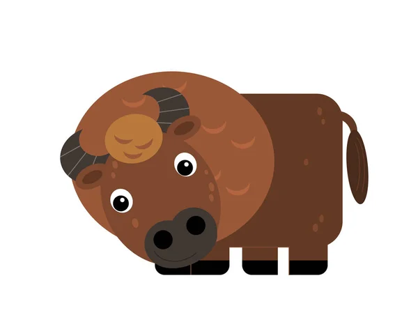 Cartoon scene with cheerful buffalo bull on the white background — Stockfoto