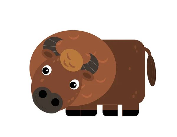 Cartoon scene with cheerful buffalo bull on the white background — Stockfoto