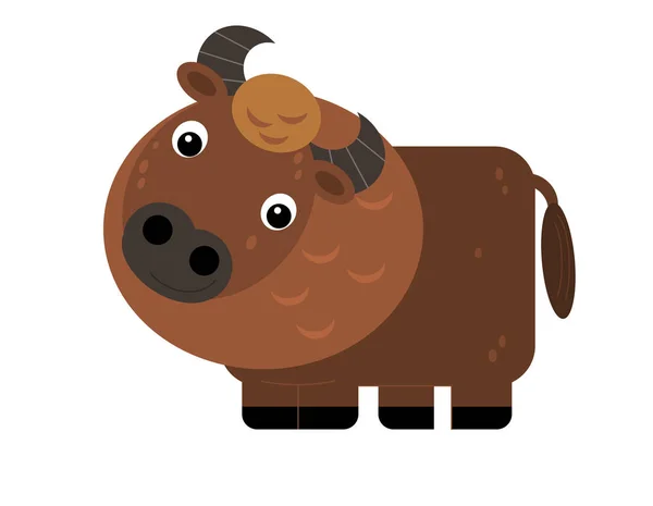 Cartoon scene with cheerful buffalo bull on the white background — Stockfoto