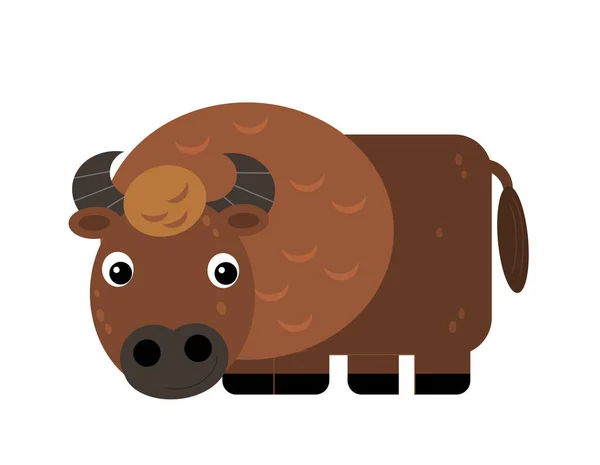 Cartoon scene with cheerful buffalo bull on the white background — 스톡 사진