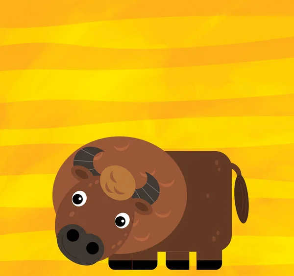 Мультфильм сцена с куницей сельских животных на желтых полосах иллюстрации — стоковое фото