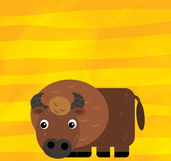 Мультфильм сцена с куницей сельских животных на желтых полосах иллюстрации — стоковое фото