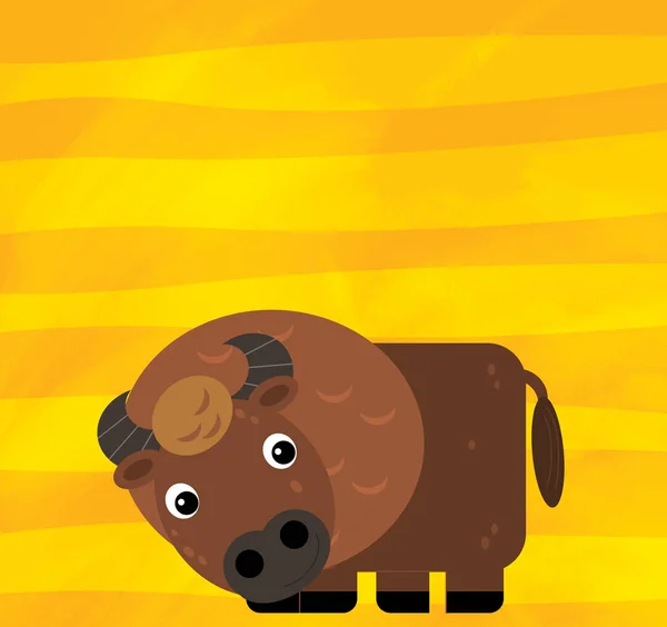 Cartoon scene with farm animal marten on yellow stripes illustration — 스톡 사진