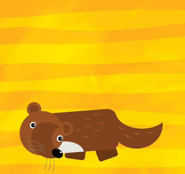 Cartoon scene with farm animal marten on yellow stripes illustration — 스톡 사진