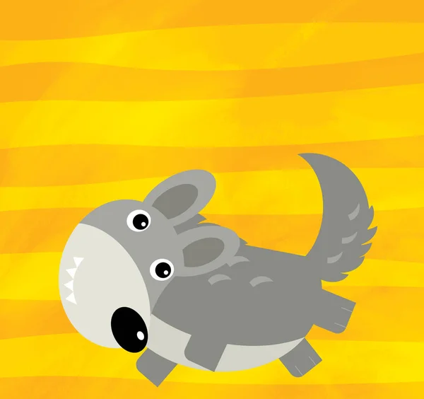 黄色い縞模様の動物狼との漫画シーン — ストック写真