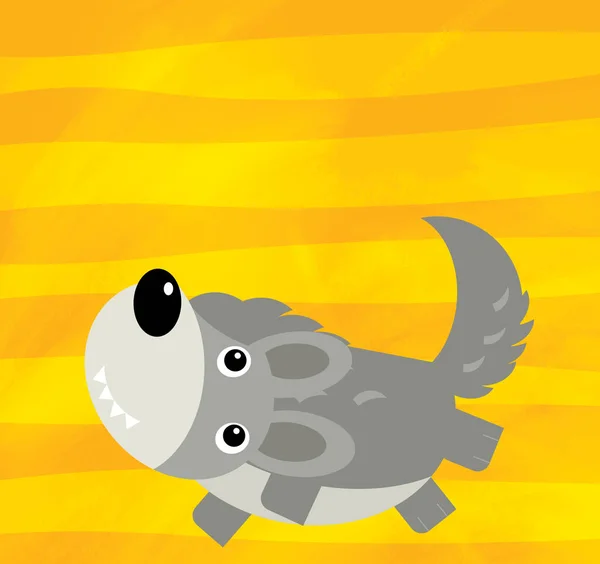 黄色い縞模様の動物狼との漫画シーン — ストック写真