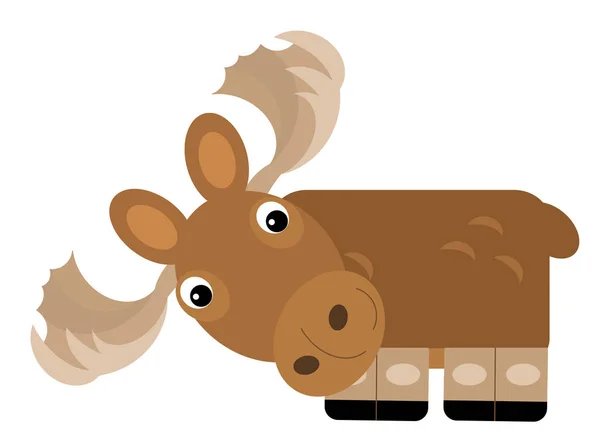 Cartoon scene with moose elk on the white background illustratio — Stock Photo, Image