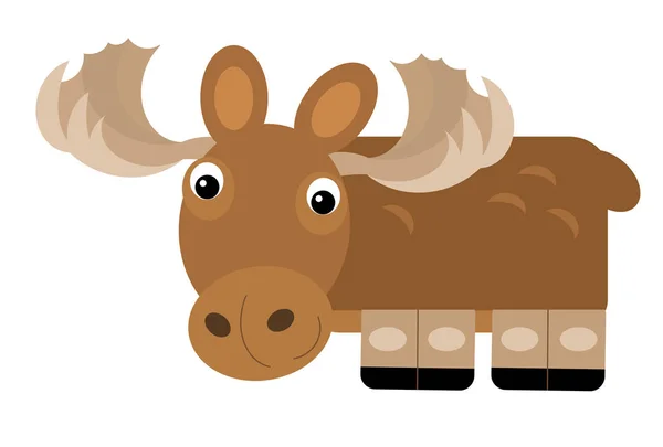 Cartoon scene with moose elk on the white background illustratio — 스톡 사진