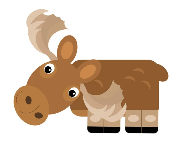 Cartoon scene with moose elk on the white background illustratio — Stock Photo, Image