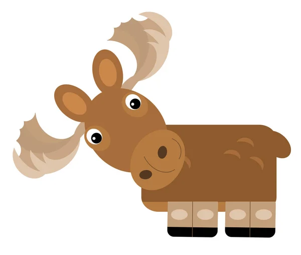 Cartoon scene with moose elk on the white background illustratio — Stock Photo, Image