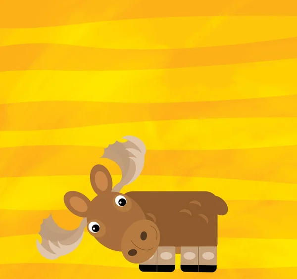 黄色の縞模様のイラストに動物のムースの皮を持つ漫画シーン — ストック写真