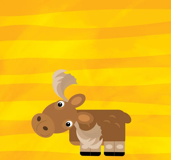 Zeichentrickszene mit tierischem Elch auf gelben Streifen — Stockfoto