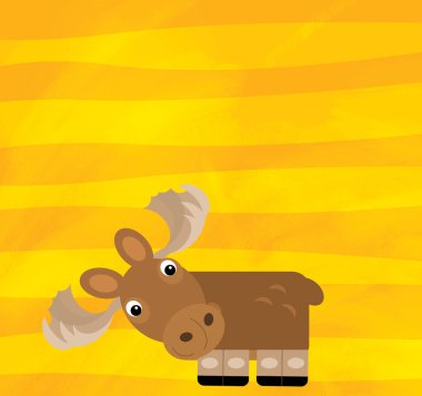 Sarı çizgili hayvan geyiğiyle çizgi film sahnesi