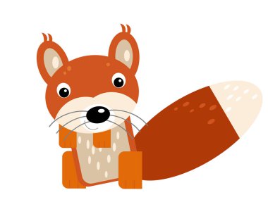 Beyaz arka planda neşeli sincap olan karikatür sahnesi