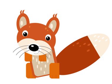 Beyaz arka planda neşeli sincap olan karikatür sahnesi