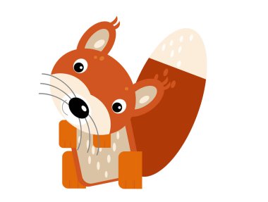 Beyaz arka planda neşeli sincap olan karikatür sahnesi