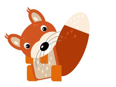 Beyaz arka planda neşeli sincap olan karikatür sahnesi