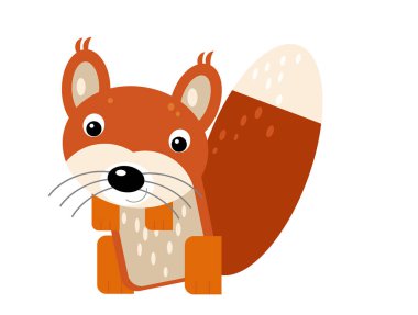 Beyaz arka planda neşeli sincap olan karikatür sahnesi