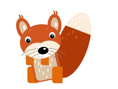 Beyaz arka planda neşeli sincap olan karikatür sahnesi