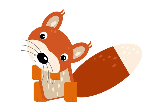Cartoon-Szene mit fröhlichem Eichhörnchen auf weißem Hintergrund — Stockfoto
