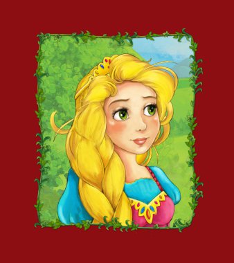 Çayırda prenses kraliçeyle çizgi film sahnesi