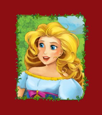 Çayırda prenses kraliçeyle çizgi film sahnesi