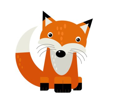 Beyaz arkaplanda vahşi hayvan tilkilerinin olduğu karikatür sahnesi