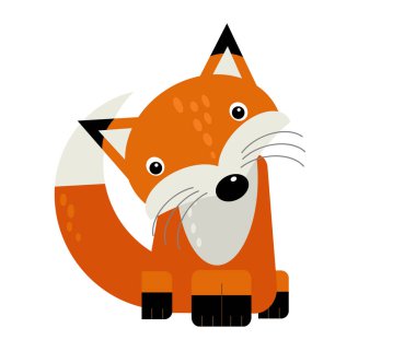 Beyaz arkaplanda vahşi hayvan tilkilerinin olduğu karikatür sahnesi