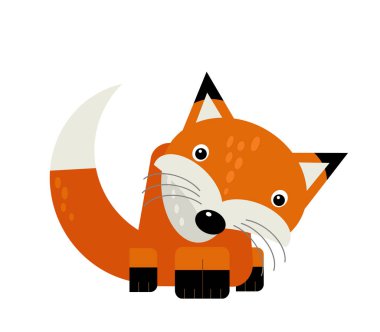 Beyaz arkaplanda vahşi hayvan tilkilerinin olduğu karikatür sahnesi