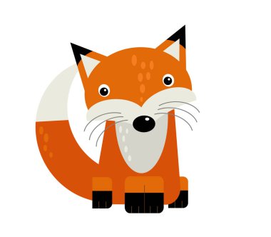 Beyaz arkaplanda vahşi hayvan tilkilerinin olduğu karikatür sahnesi