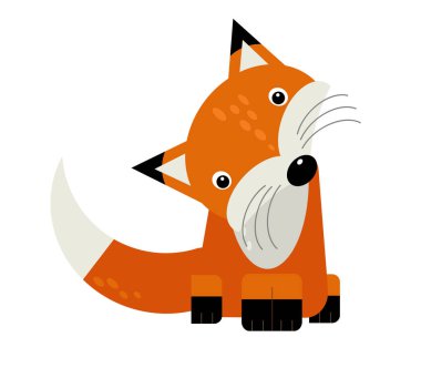 Beyaz arkaplanda vahşi hayvan tilkilerinin olduğu karikatür sahnesi