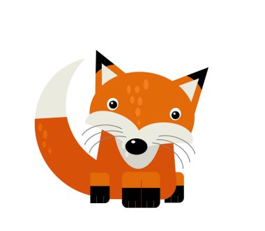 Beyaz arkaplanda vahşi hayvan tilkilerinin olduğu karikatür sahnesi