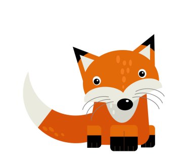 Beyaz arkaplanda vahşi hayvan tilkilerinin olduğu karikatür sahnesi