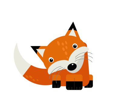 Beyaz arkaplanda vahşi hayvan tilkilerinin olduğu karikatür sahnesi