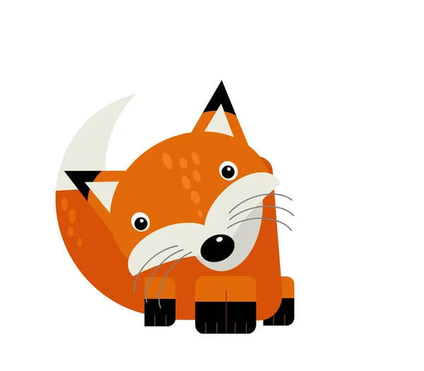 Cartoon-Szene mit Wildtier Fuchs auf weißem Hintergrund Illustration — Stockfoto