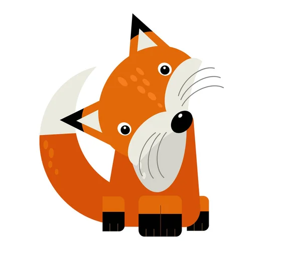 Cartoon scene with wild animal fox on white background illustration — Stock Photo, Image