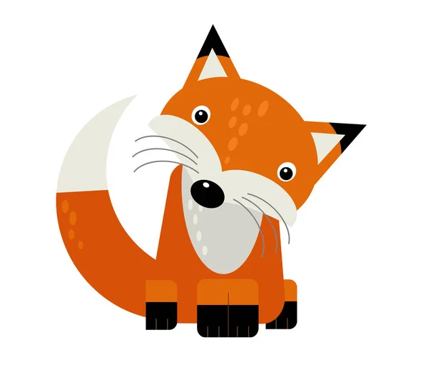 Cena dos desenhos animados com raposa animal selvagem no fundo branco ilustração — Fotografia de Stock