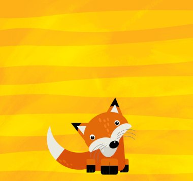 Sarı çizgili vahşi tilki resimli çizgi film sahnesi