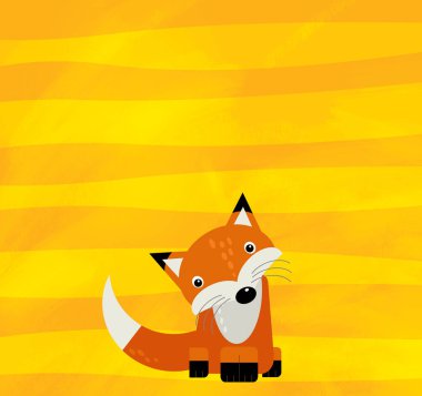 Sarı çizgili vahşi tilki resimli çizgi film sahnesi