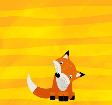 Sarı çizgili vahşi tilki resimli çizgi film sahnesi