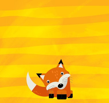 Sarı çizgili vahşi tilki resimli çizgi film sahnesi