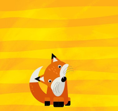 Sarı çizgili vahşi tilki resimli çizgi film sahnesi